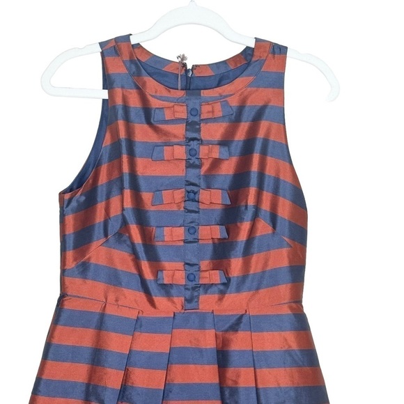 Eva Franco Anthropologie Striped Bow Fit and Flair Cocktail Dress Size 6 - Picture 4 of 9